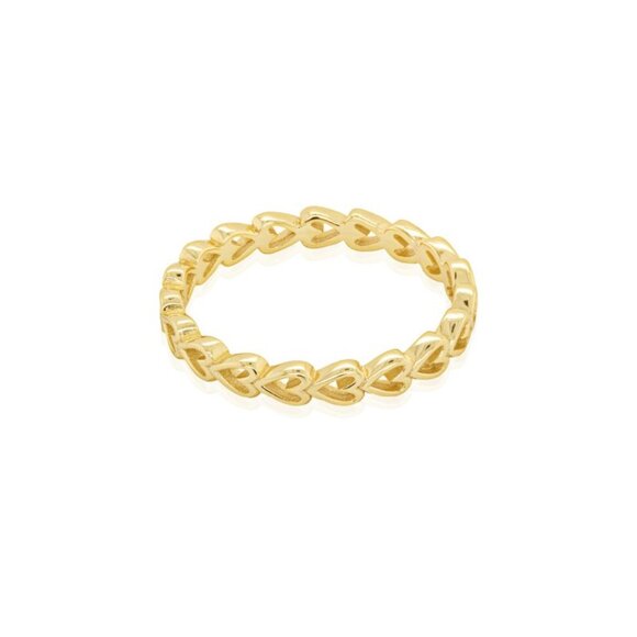 NWT Bella Eternity Heart Band Ring // 14kt Gold Vermeil (Size 6) - Picture 1 of 4